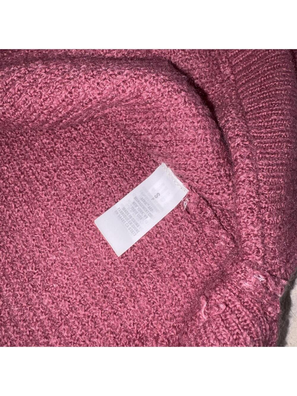 Aerie Cozy Ribbed Knit Crewneck Sweater RN: 54485 In Mauve, Woman’s Size Small - Picture 5 of 9